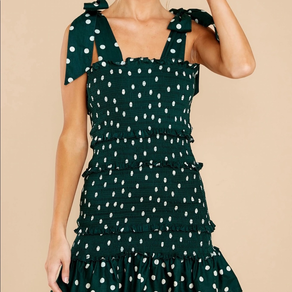 Green polka dot dress